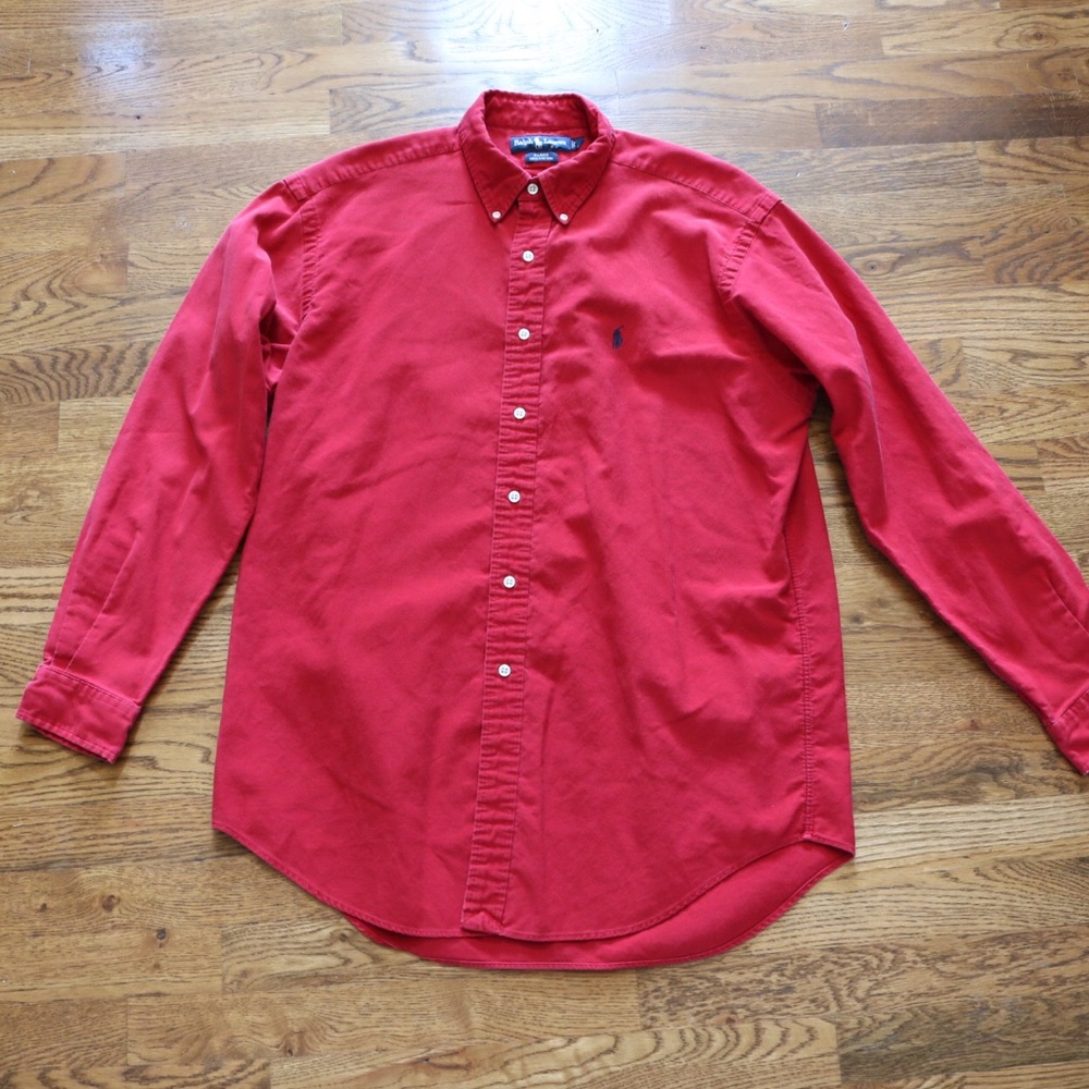 Ralph Lauren Red Polo Long-Sleeve Button-Up